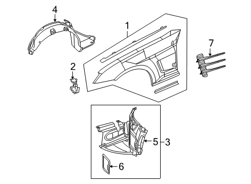 2005 Chrysler Crossfire Fender & Components, Exterior Trim Shield-Splash Diagram for 5097997AA