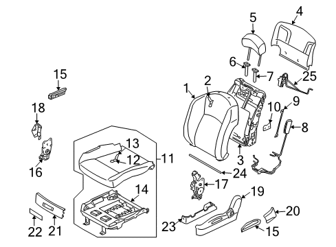 2006 Infiniti FX35 Power Seats Front Seat Switch Assembly, Right Diagram for 87016-CG700