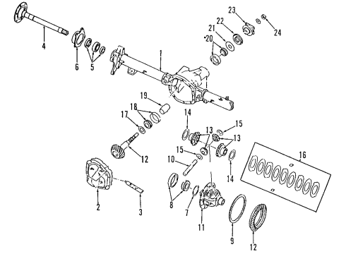 1995 Honda Passport Rear Axle, Differential, Propeller Shaft Cup, Bearing Diagram for 8-97084-465-0
