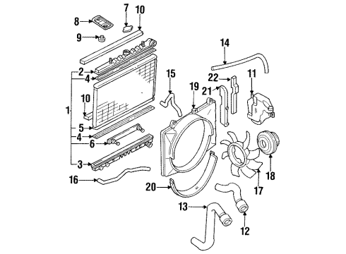 1995 Infiniti J30 Radiator & Components UPP Rad-Hose Diagram for 21501-10Y00