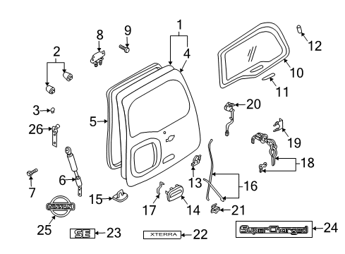 2002 Nissan Xterra Lift Gate Protector-Trunk Lid Lock Diagram for 60895-1M100