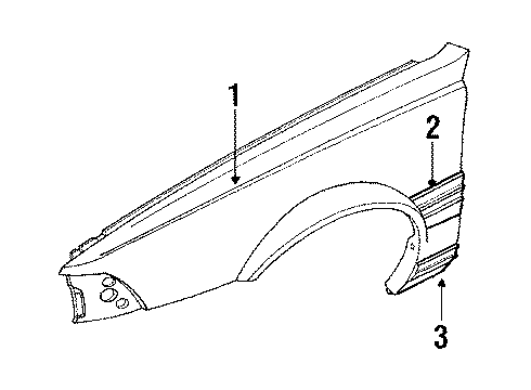 1992 Chevrolet Cavalier Fender & Components Molding Asm-Front Fender Center Rear *Black Diagram for 22549171