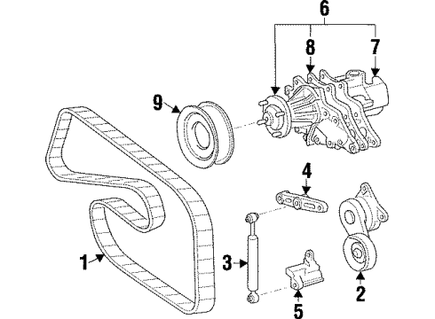 1998 Toyota Supra Water Pump, Belts & Pulleys Bracket, V-Ribbed Belt Tensioner Diagram for 16621-46010