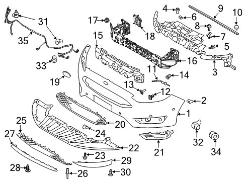 2016 Ford Focus Front Bumper Shutter Nut Diagram for -W702438-S300