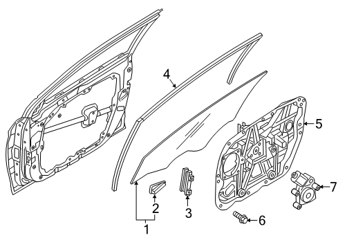 2016 Hyundai Sonata Rear Door Glass Assembly-Front Door, LH Diagram for 82410-C1010