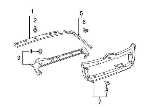 2004 Toyota Prius Interior Trim - Lift Gate Upper Trim Panel Diagram for 64790-47010-C0