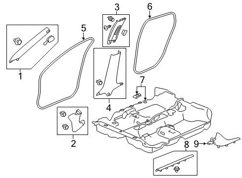 2017 Honda Civic Interior Trim - Pillars, Rocker & Floor Carpet Assy., Floor *NH900L* (DEEP BLACK) Diagram for 83301-TGG-A11ZA