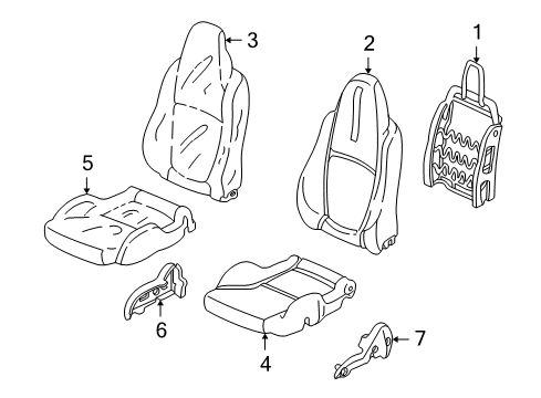 2006 Honda Insight Front Seat Components Pad, Left Front Seat Cushion Diagram for 81532-S3Y-J01