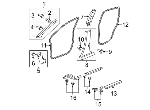 2008 Honda CR-V Interior Trim - Pillars, Rocker & Floor Garnish Assy., R. FR. Pillar *NH302L* (PALE QUARTZ) Diagram for 84101-SWA-A01ZA