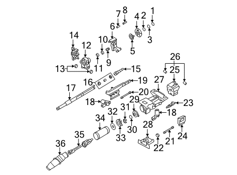 2000 Cadillac DeVille Shaft & Internal Components Seal, Steering Column Boot Diagram for 26064593