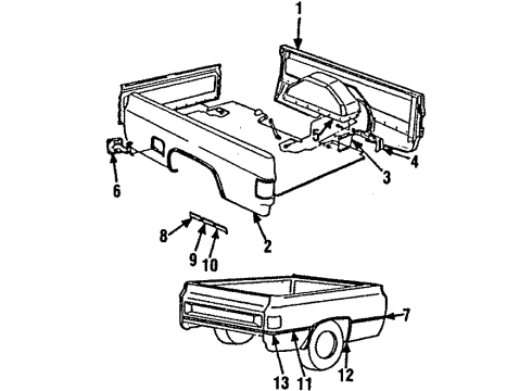1987 GMC R1500 Side Panel & Components Cylinder, Instrument Panel Compartment Door Lock (Uncoded) Diagram for 12507445