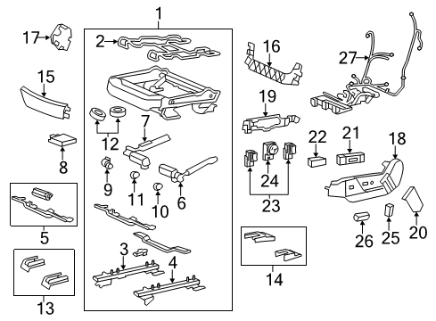2012 Cadillac CTS Tracks & Components Outer Finish Panel Bracket Diagram for 25994139