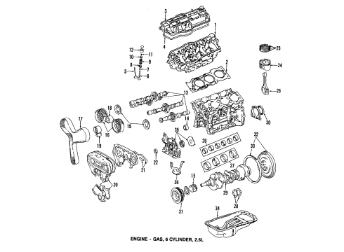 1991 Toyota Camry Engine Parts, Mounts, Cylinder Head & Valves, Camshaft & Timing, Oil Pan, Oil Pump, Crankshaft & Bearings, Pistons, Rings & Bearings Cover Sub-Assy, Cylinder Head Diagram for 11202-62020