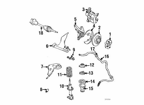 1985 Nissan Pulsar NX Front Suspension Components, Lower Control Arm, Upper Control Arm, Stabilizer Bar Shaft Front Diagram for 39100-15A05