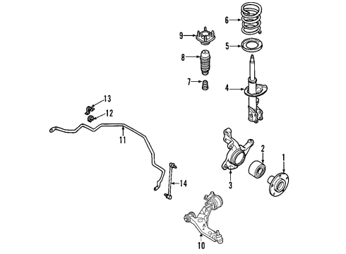 2007 Ford Edge Front Suspension Components, Lower Control Arm, Stabilizer Bar Strut Diagram for 7T4Z-18124-BB