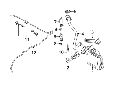 2009 BMW 528i Headlamp Washers/Wipers Washer Fluid Reservoir Diagram for 61667067107