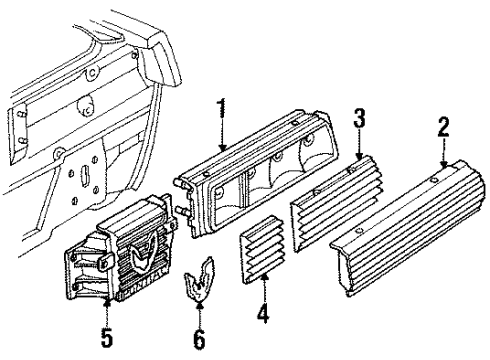 1990 Pontiac Firebird Tail Lamps Lens & Reflex-Rear Combination Lamp Diagram for 16502860