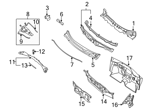 2009 Nissan Altima Cowl Reinforce-COWL Top, RH Diagram for 66360-ZN51A