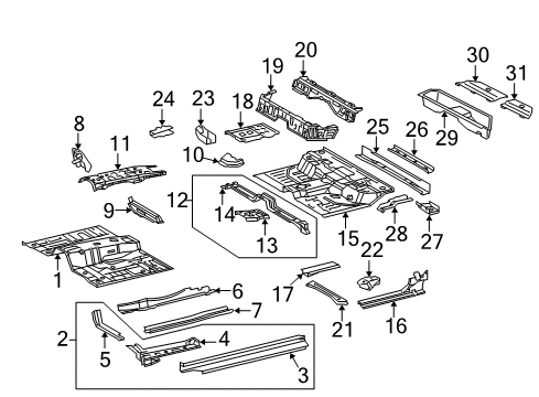 2014 Toyota Tacoma Cab - Floor Rear Floor Pan Reinforcement Diagram for 57463-04010