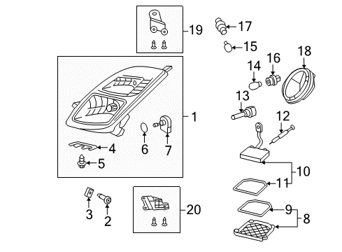 2006 Toyota Prius Headlamps Leveling Motor Diagram for 85661-12020