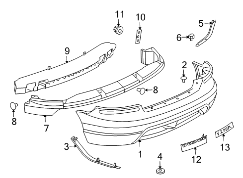 2009 Dodge Viper Rear Bumper ABSORBER-Rear Energy Diagram for 4865654AC