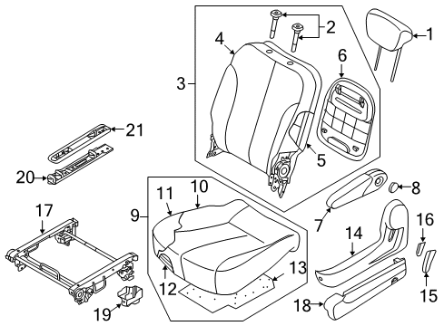 2014 Kia Sedona Second Row Seats Frame Assembly-Rear Seat Back Diagram for 893074D110CS