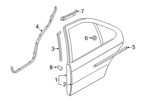 2001 Nissan Sentra Rear Door Weatherstrip-Rear Door, LH Diagram for 82831-5M000