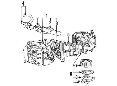 1992 Eagle Summit Blower Motor & Fan Blower Assembly Diagram for MB609479