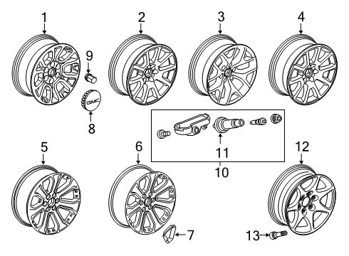 2019 GMC Yukon Wheels Hub Cap ASSEMBLY *Bright Aluminum Diagram for 20941999