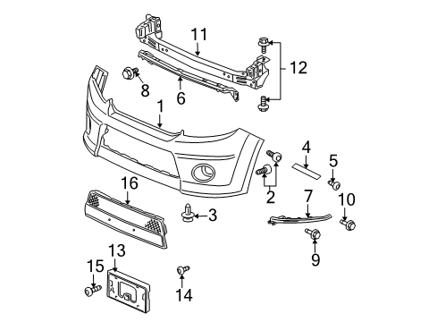 2009 Honda Element Front Bumper Face, Front Bumper (Dot) Diagram for 04711-SCV-A40ZZ