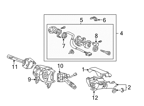 2001 Acura TL Shroud, Switches & Levers Switch, Steering Diagram for 35130-S84-A01