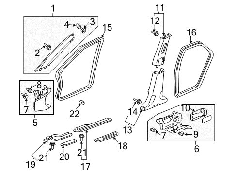 2007 Acura TSX Interior Trim - Pillars, Rocker & Floor Garnish Assembly, Left Front Pillar (Light Cream Ivory) Diagram for 84151-SEA-N81ZD