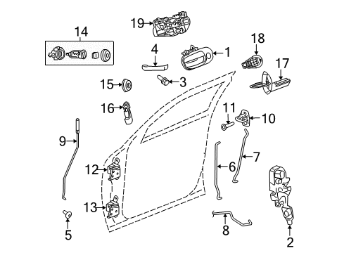 2011 Dodge Challenger Front Door Latch-Key Cylinder To Latch Diagram for 68066169AA