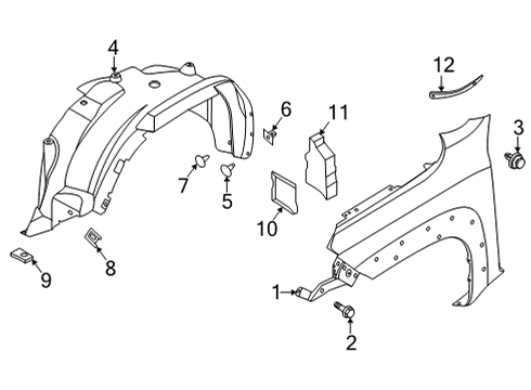 2022 Nissan Frontier Fender & Components PROTECTOR-FRONT FENDER, RH Diagram for 63840-9BU1A