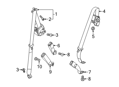 2019 Chevrolet Traverse Seat Belt Outer Buckle Diagram for 19355947