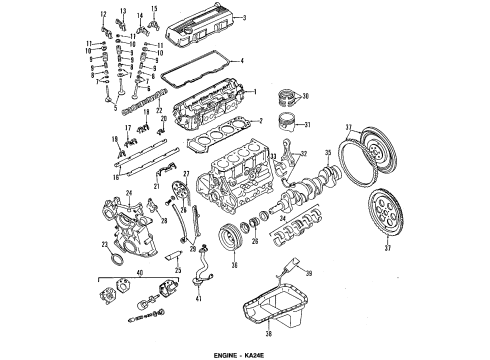 1993 Nissan D21 Engine Parts, Mounts, Cylinder Head & Valves, Camshaft & Timing, Oil Pan, Oil Pump, Crankshaft & Bearings, Pistons, Rings & Bearings Rocker Cover Gasket Diagram for 13270-F4000