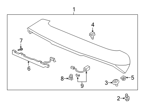 2020 Honda Passport Rear Spoiler TUBE ASSY., T/G Diagram for 76864-TGS-A01