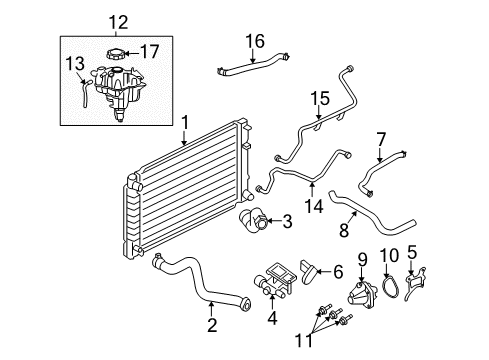 2008 Ford Escape Radiator & Components Radiator Assembly Diagram for H2MZ-8005-M