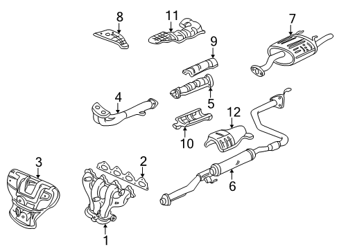 1996 Honda Civic Exhaust Components Insulator B Set, FR. Exhuast Pipe Diagram for 18020-S01-A20