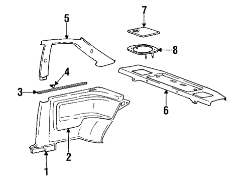 1994 Hyundai Scoupe Quarter Panel Trim Trim Assembly-Center Pillar Upper LH Diagram for 85830-23200-AQ