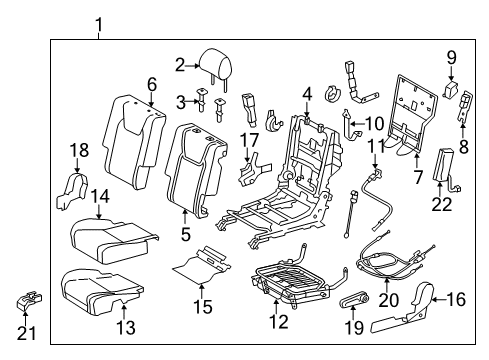 2011 Lexus RX350 Rear Seat Components Rear Seat Cushion Cover, Left (For Separate Type) Diagram for 71076-0E020-A1