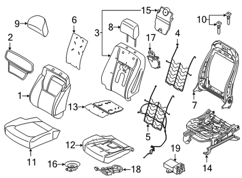 2021 Ford F-150 Heated Seats Headrest Guide Diagram for CU5Z-96610A16-BAH