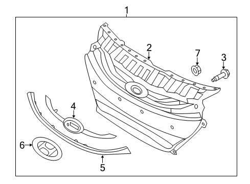 2014 Hyundai Elantra GT Grille & Components Radiator Grille Diagram for 86351-A5000