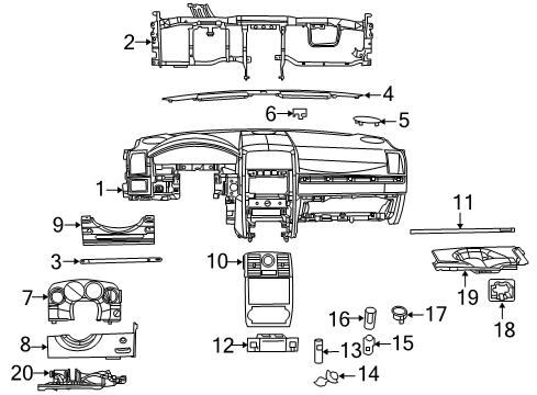 2008 Dodge Magnum Instrument Panel REINFMNT-Instrument Panel Diagram for 4780921AC