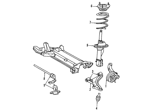 1991 Chrysler TC Maserati Front Suspension Components, Axle Shafts & Joints, Lower Control Arm, Stabilizer Bar Part Diagram for 4449269