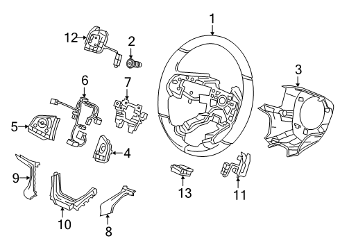 2021 Honda Odyssey Steering Column & Wheel, Steering Gear & Linkage Grip (Deep Black) (Leather) Diagram for 78501-THR-A10ZA