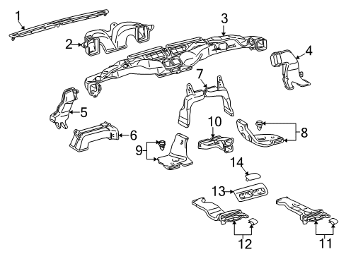 2015 Toyota Land Cruiser Ducts Air Distributor Diagram for 55870-60020