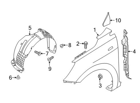 2018 Kia Rio Fender & Components, Exterior Trim Guard Assembly-Front Wheel Diagram for 86812H9000