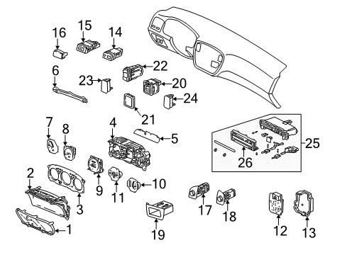1997 Honda Civic Cruise Control System Switch Assembly, Clutch (Tec) Diagram for 36760-SE0-003