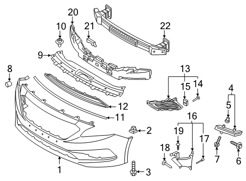 2016 Hyundai Sonata Fog Lamps Nut-Spring Diagram for 13357-04037-B